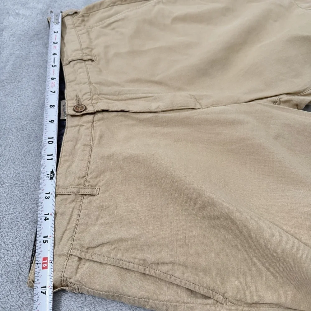 Faherty Shorts Mens 33 Beige Linen Blend Flat Front 9